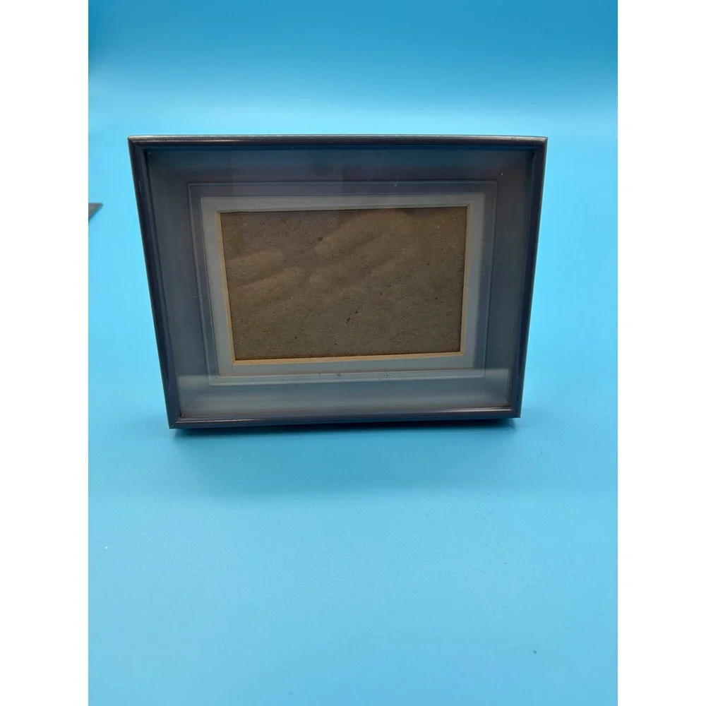 Blue 5x7‎ Picture Frame Double Mat Deep Tabletop Photo Display Small Opening
